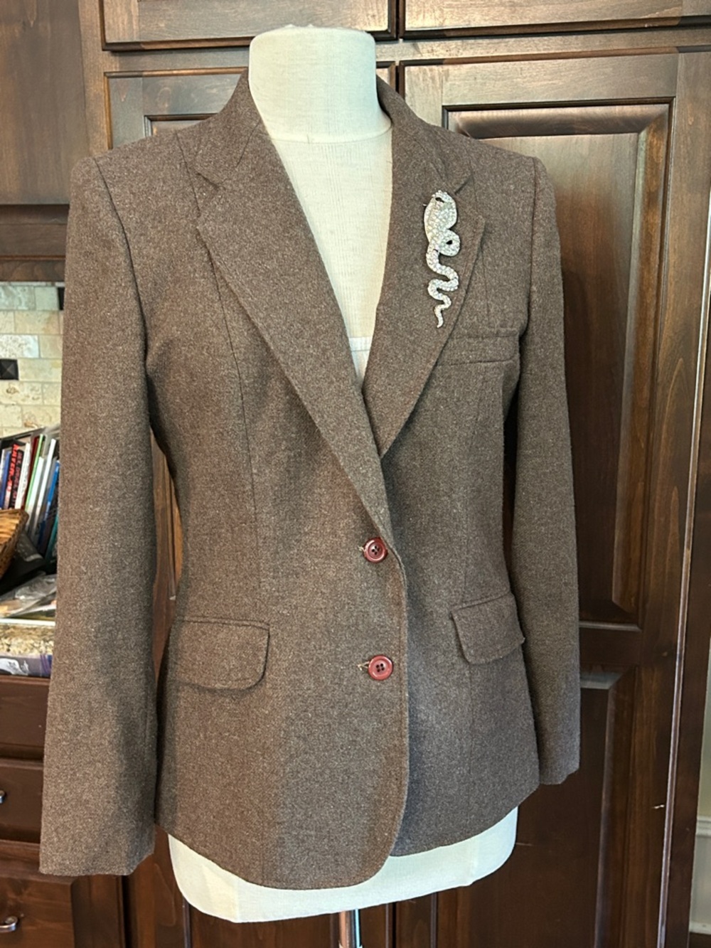 1970’s Cucumber Classic Equestrian Brown Tweed Wool Blazer Sz S